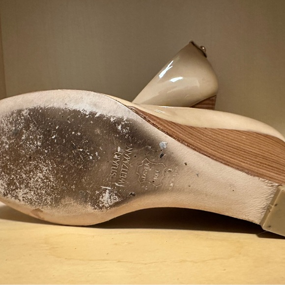 Stuart Weitzman Nude Patent Wedges - Picture 7 of 12